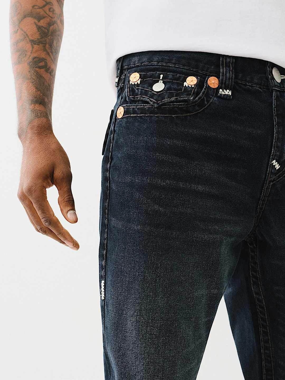 True Religion Men SUPER T Ricky Straight Fit Dark Wash Jeans - Image 5