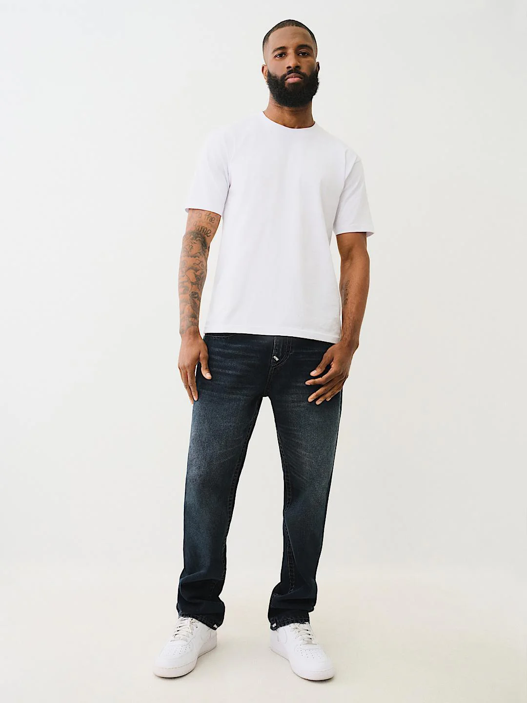 True Religion Men SUPER T Ricky Straight Fit Dark Wash Jeans - Image 6
