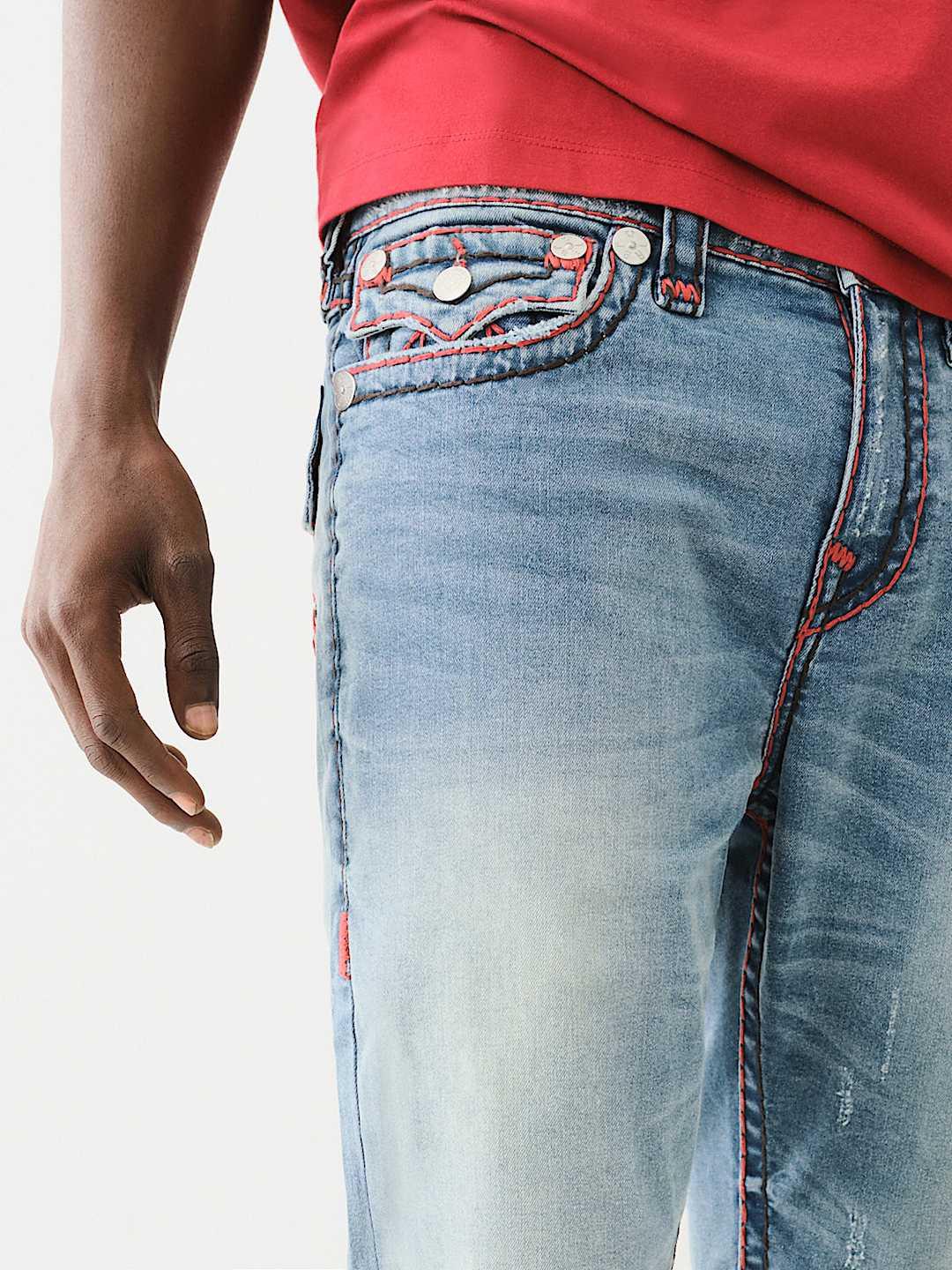 True Religion Men SUPER T Ricky Straight Fit Light Wash Jeans - Image 5