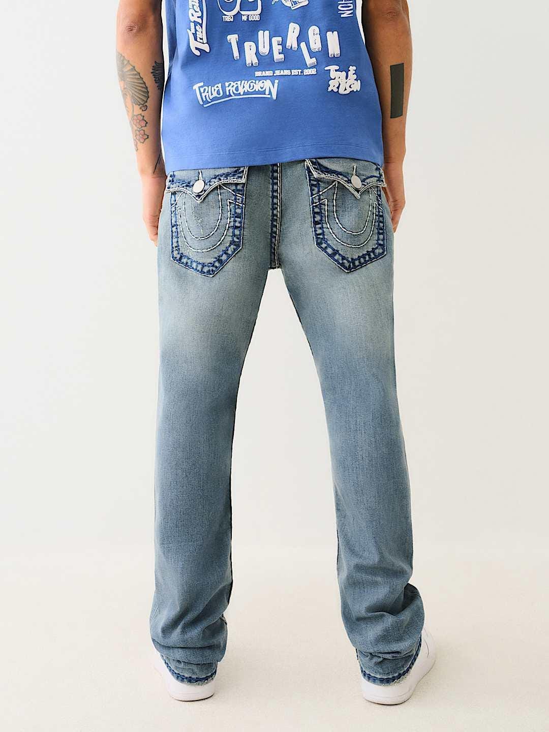 True Religion Men SUPER T Ricky Straight Fit Medium Wash Jeans - Image 3