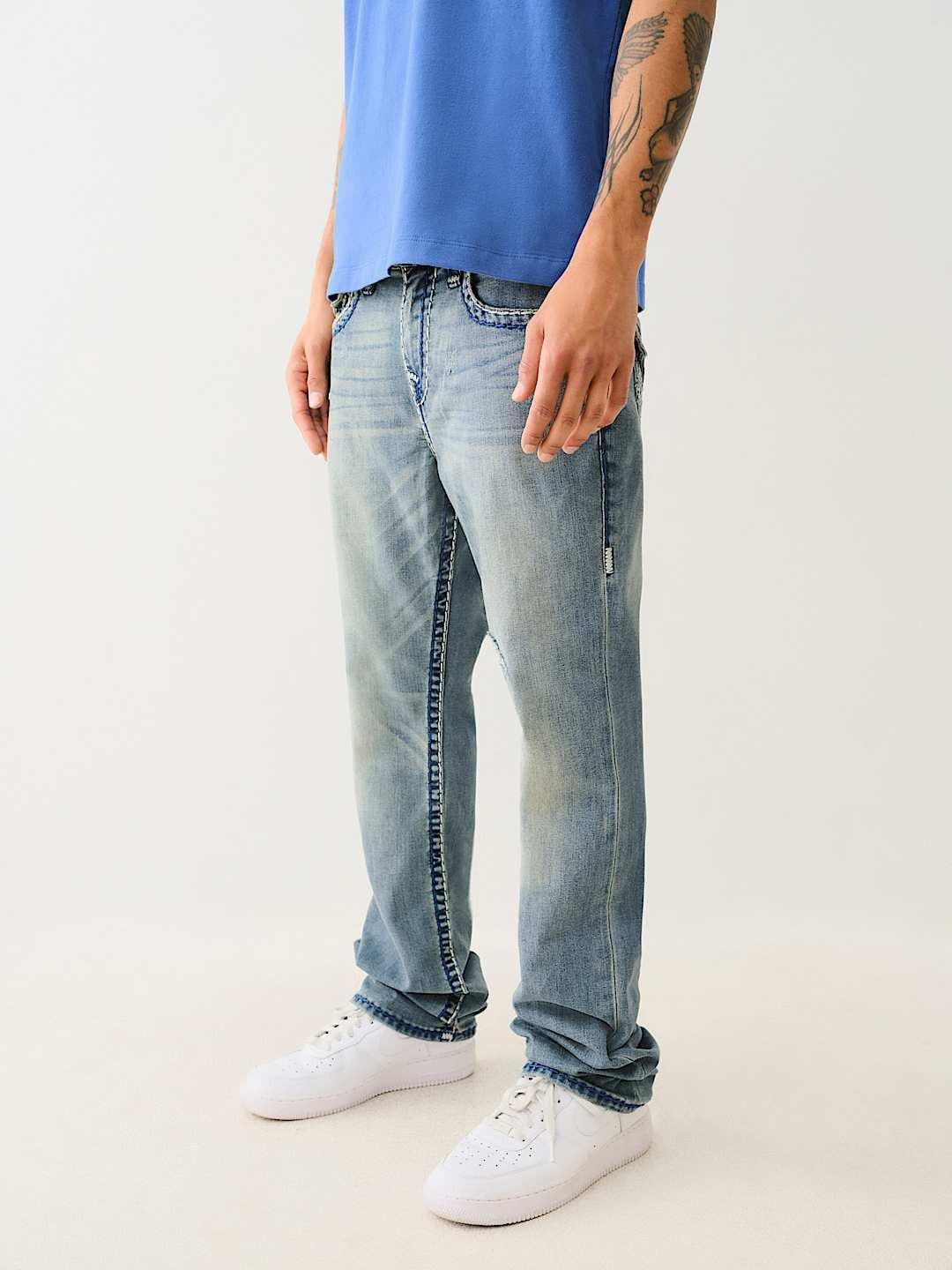 True Religion Men SUPER T Ricky Straight Fit Medium Wash Jeans - Image 4
