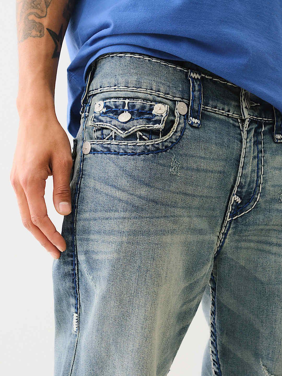 True Religion Men SUPER T Ricky Straight Fit Medium Wash Jeans - Image 5