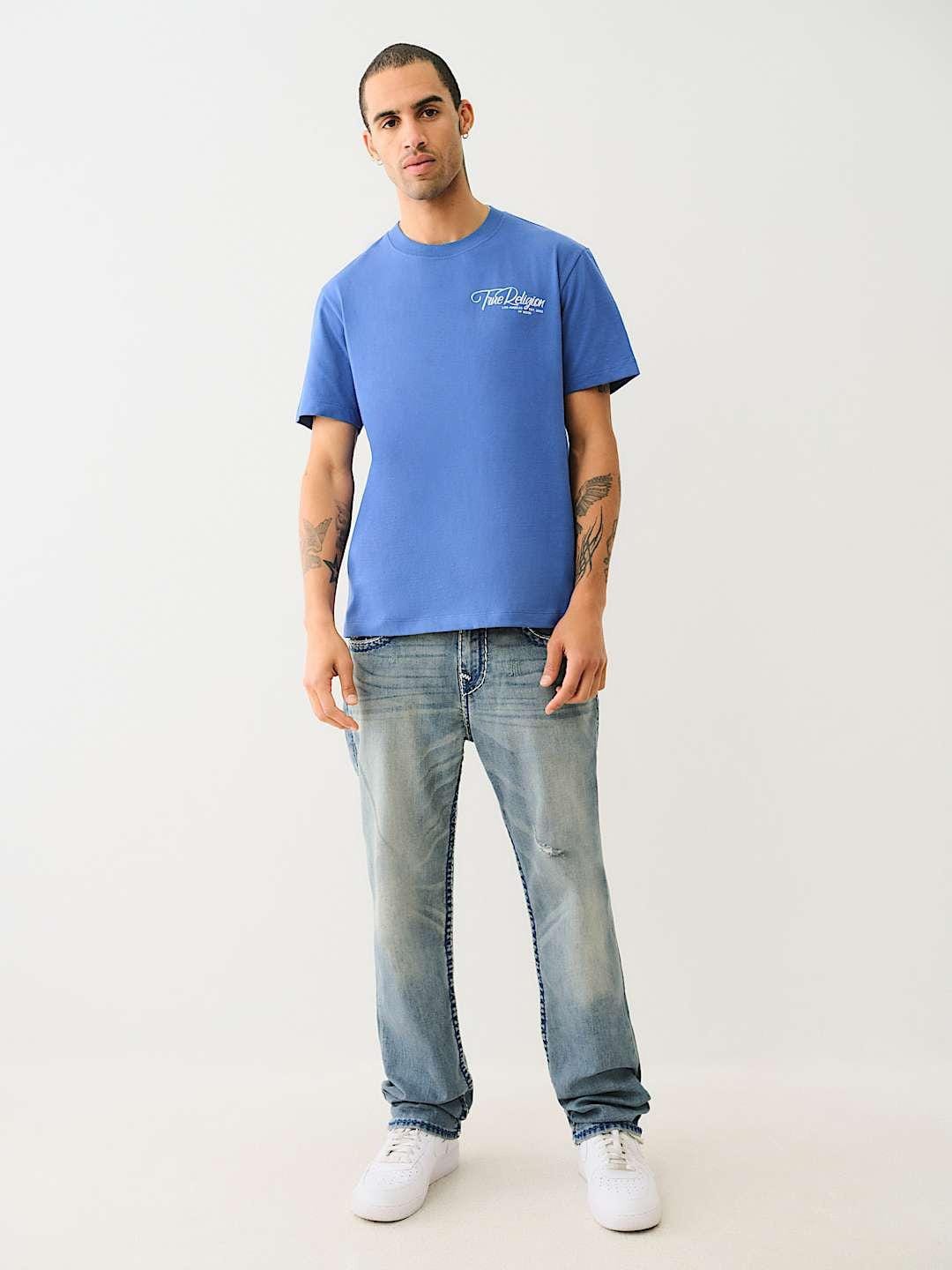 True Religion Men SUPER T Ricky Straight Fit Medium Wash Jeans - Image 6