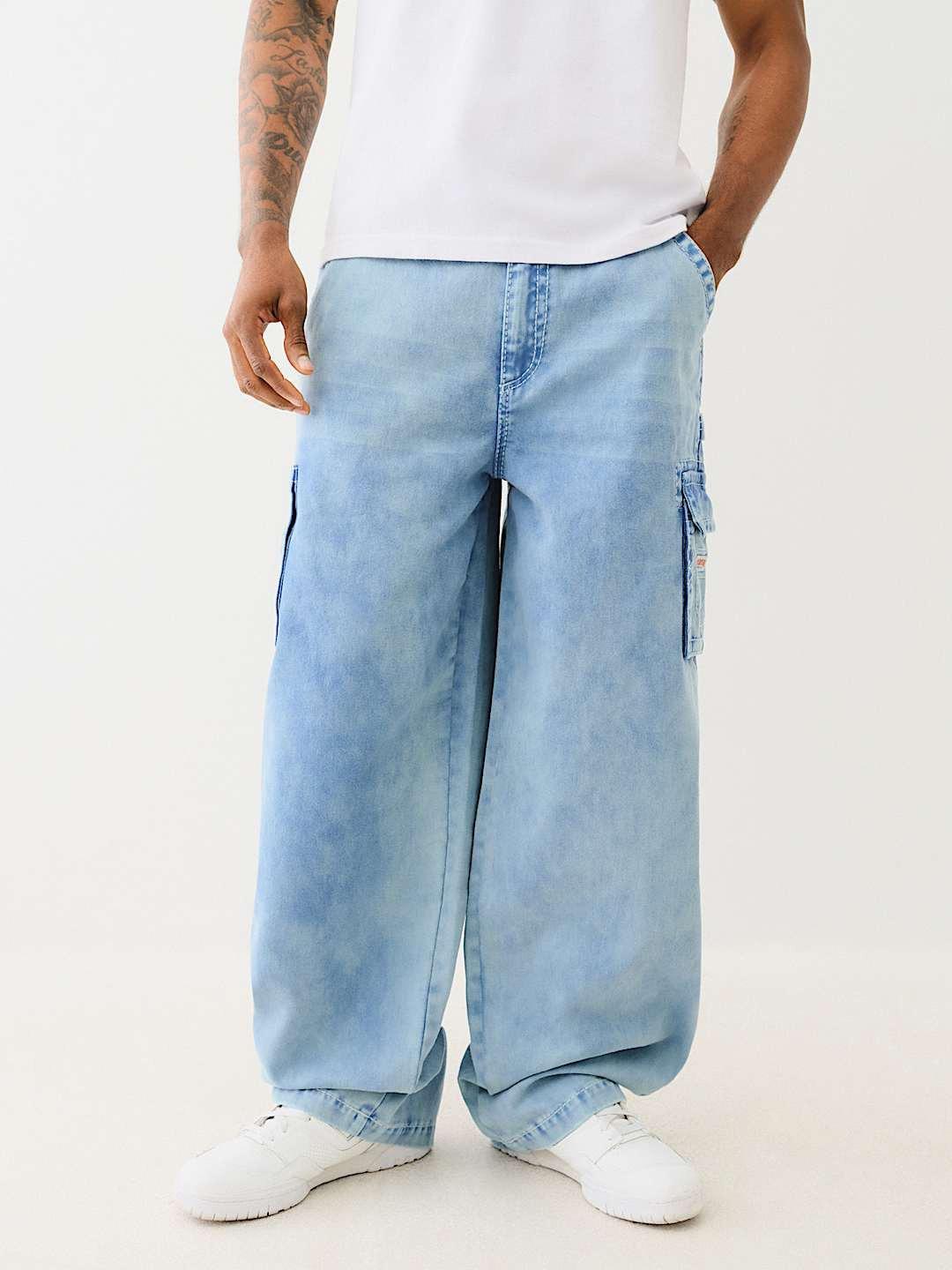 True Religion Men Blue Oversize Fit Washed Trouser - Image 2