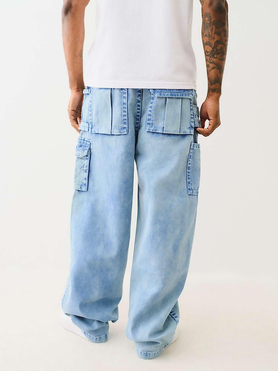 True Religion Men Blue Oversize Fit Washed Trouser - Image 3
