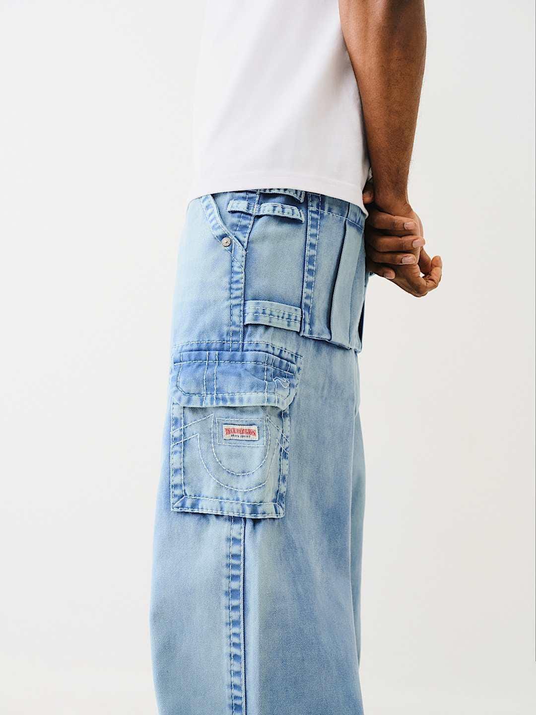 True Religion Men Blue Oversize Fit Washed Trouser - Image 4