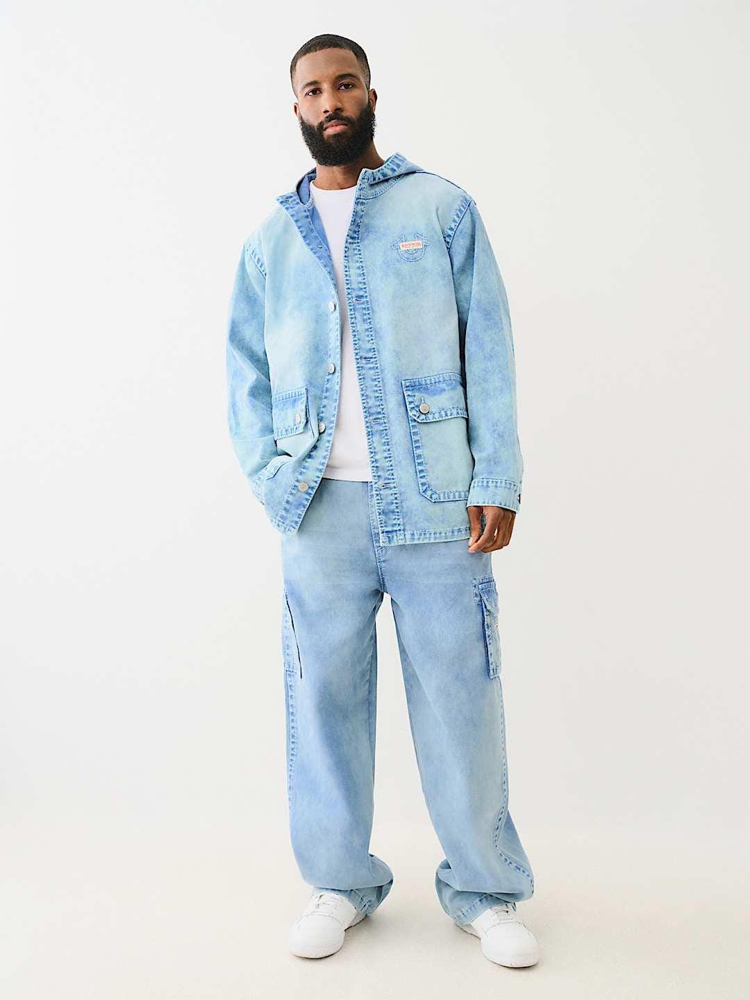 True Religion Men Blue Oversize Fit Washed Trouser - Image 5