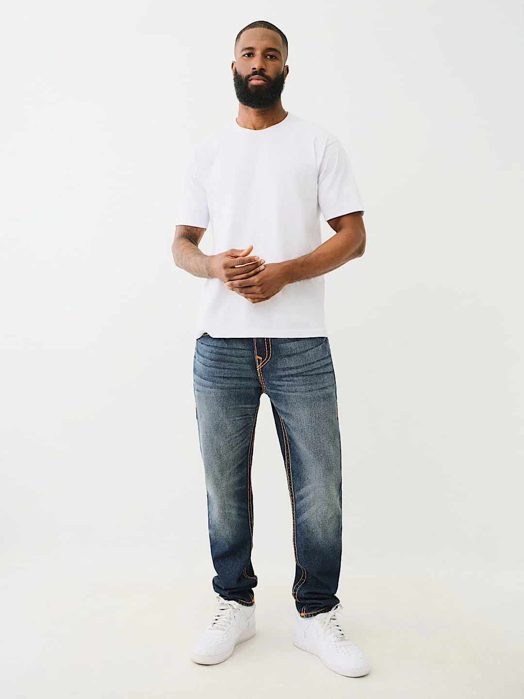 True Religion Men Pickstitch Rocco Slim Fit Dark Wash Jeans - Image 6