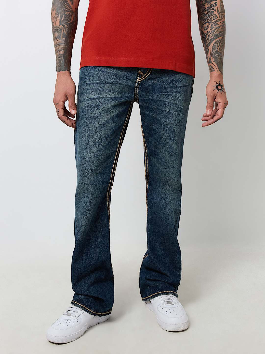 True Religion Men ROPE STITCH Joey Flared Fit Dark Wash Jeans - Image 2