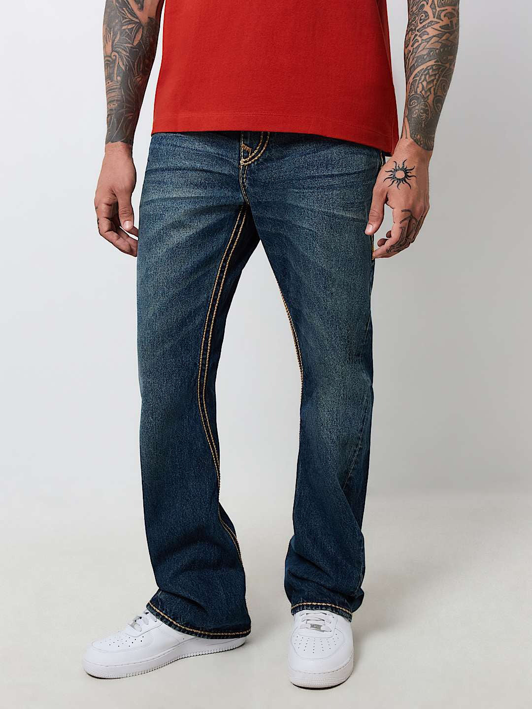 True Religion Men ROPE STITCH Joey Flared Fit Dark Wash Jeans - Image 3