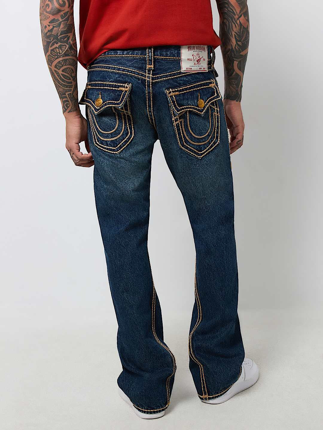 True Religion Men ROPE STITCH Joey Flared Fit Dark Wash Jeans - Image 4