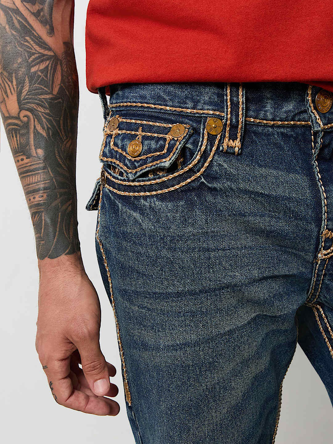 True Religion Men ROPE STITCH Joey Flared Fit Dark Wash Jeans - Image 5