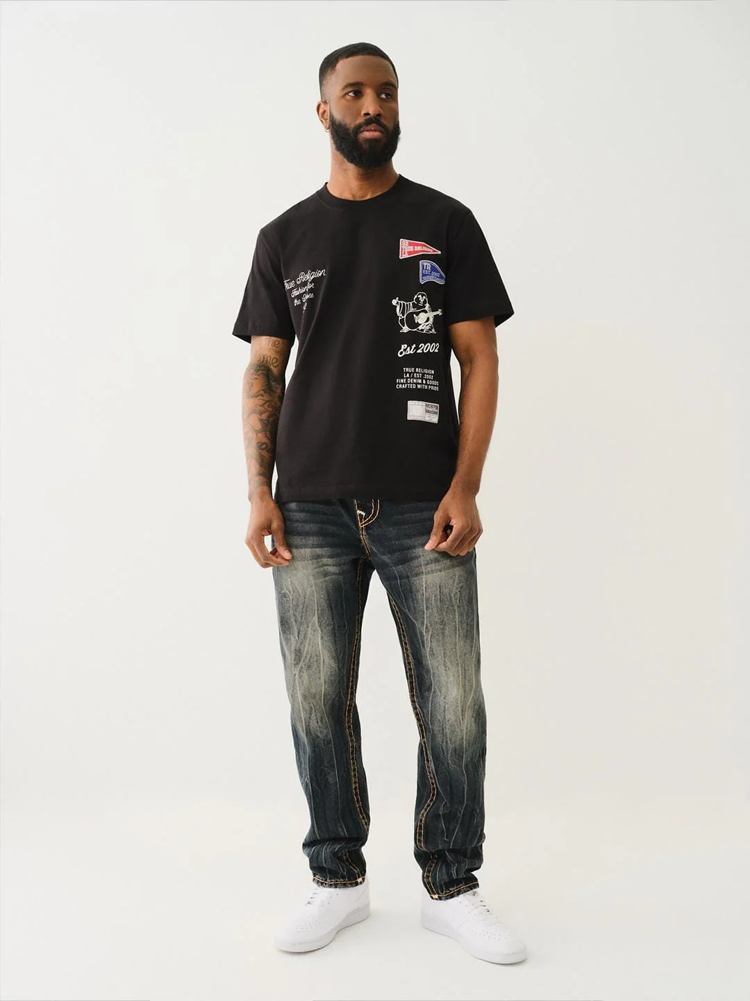 True Religion Men SUPER T Rocco Slim Fit Dark Wash Jeans - Image 2