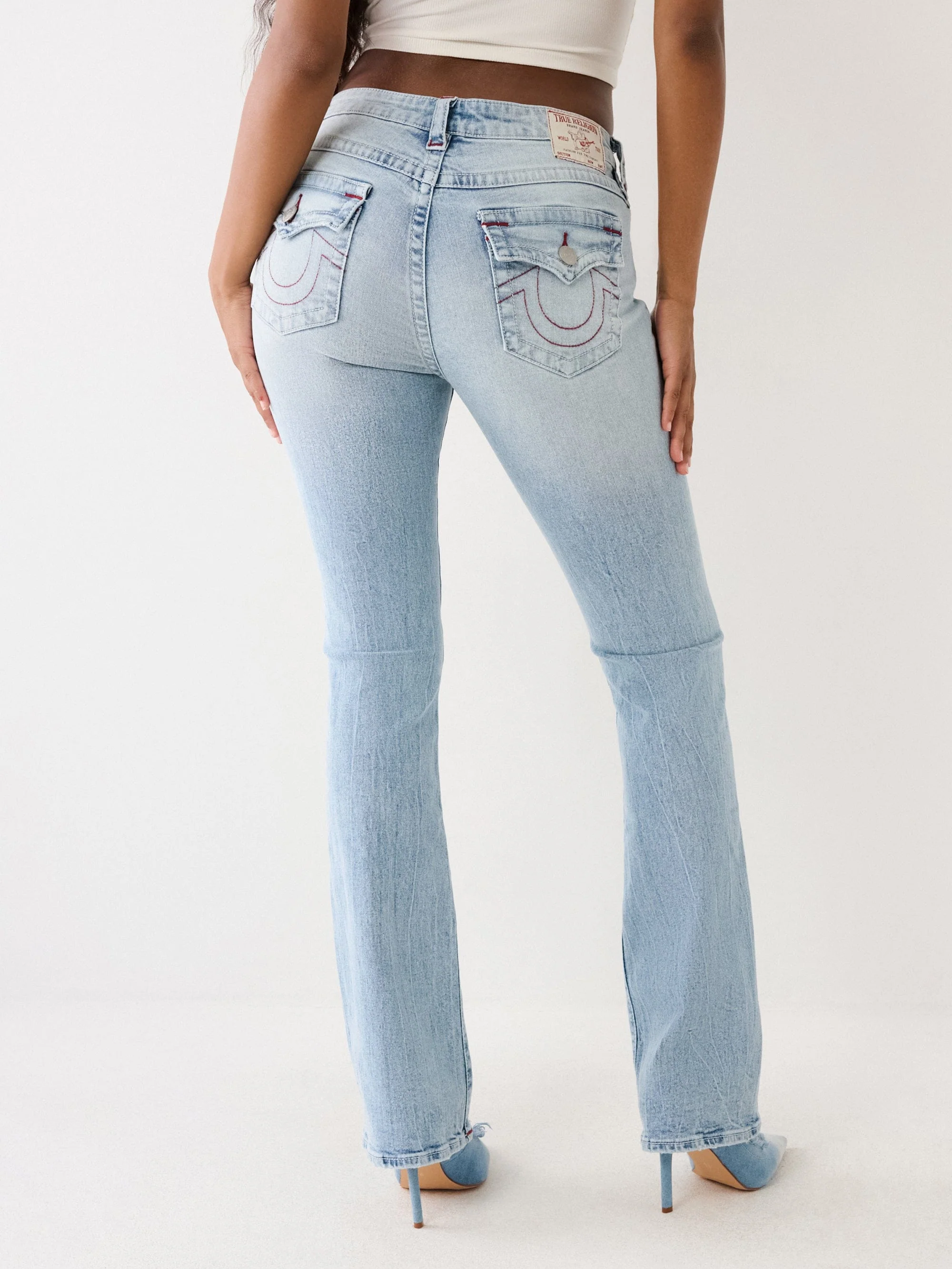 True Religion Women Blue Boot Cut Washed Jeans - Image 4
