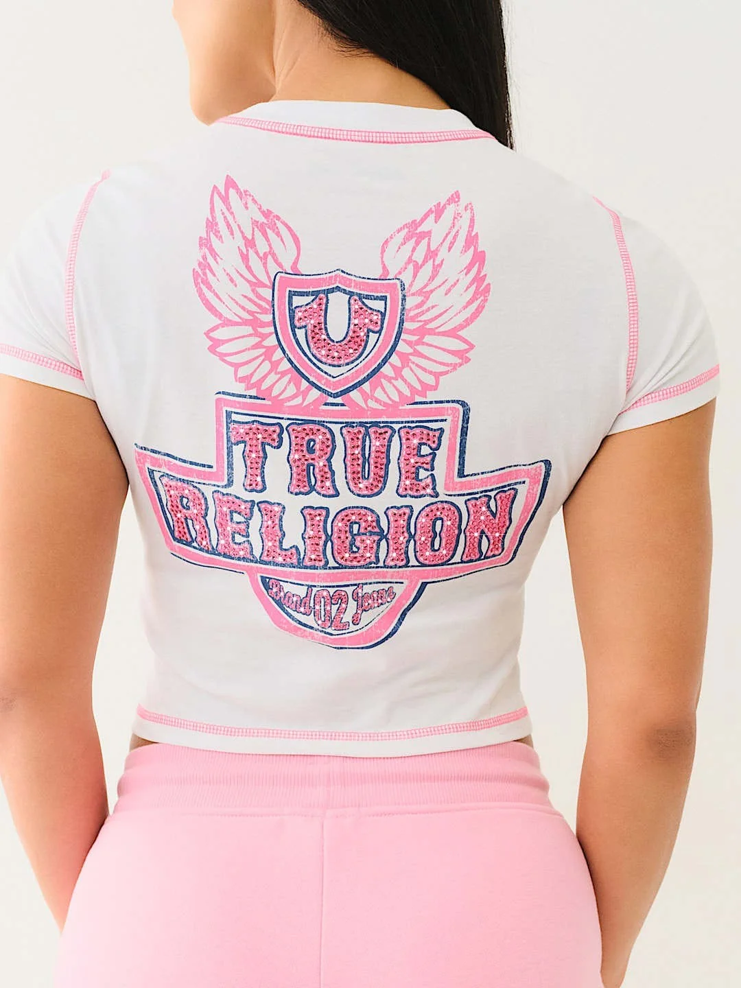 True Religion Women White Placement Print Round Neck Top - Image 2