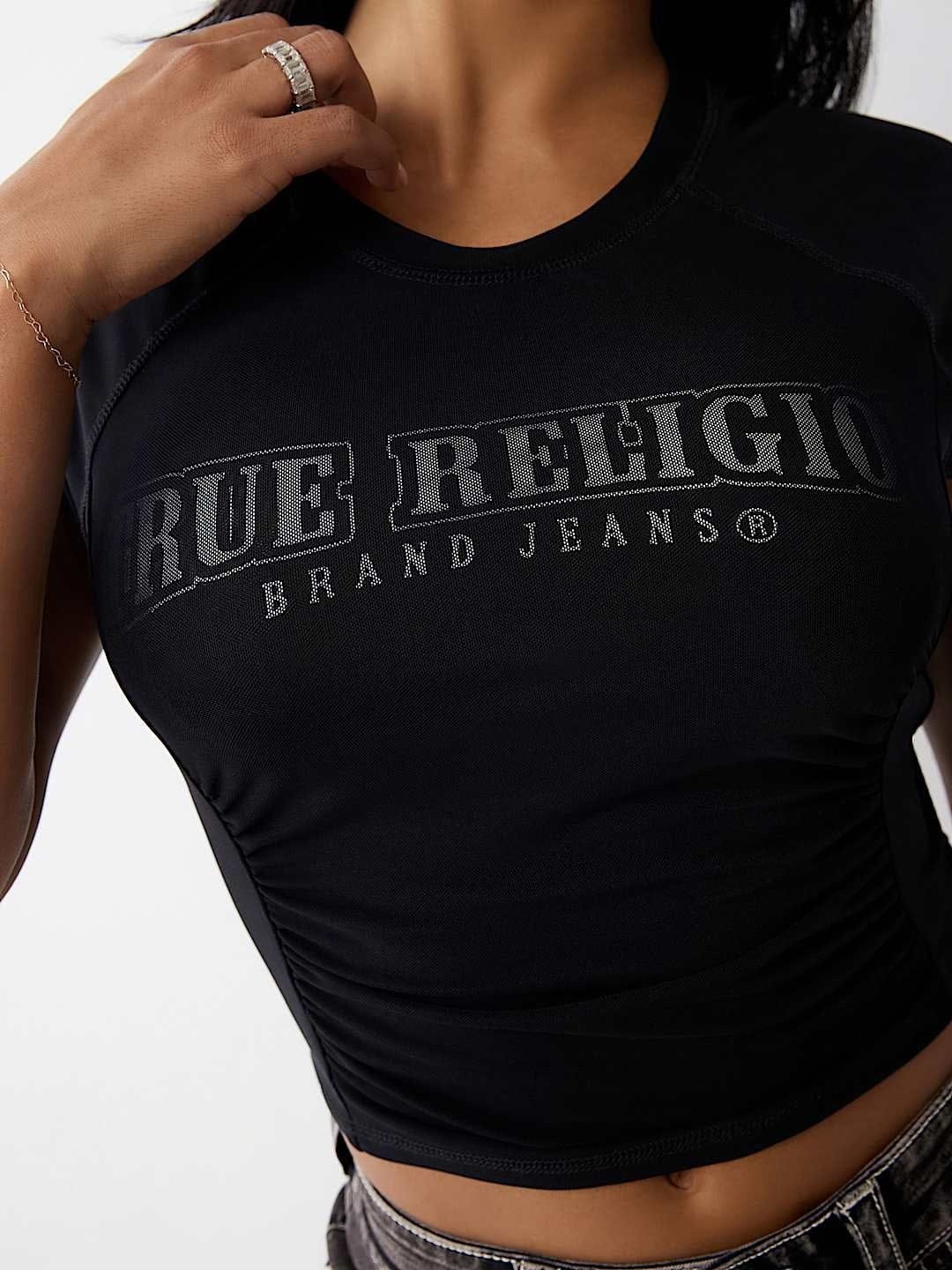True Religion Women Black Solid Round Neck Top - Image 3