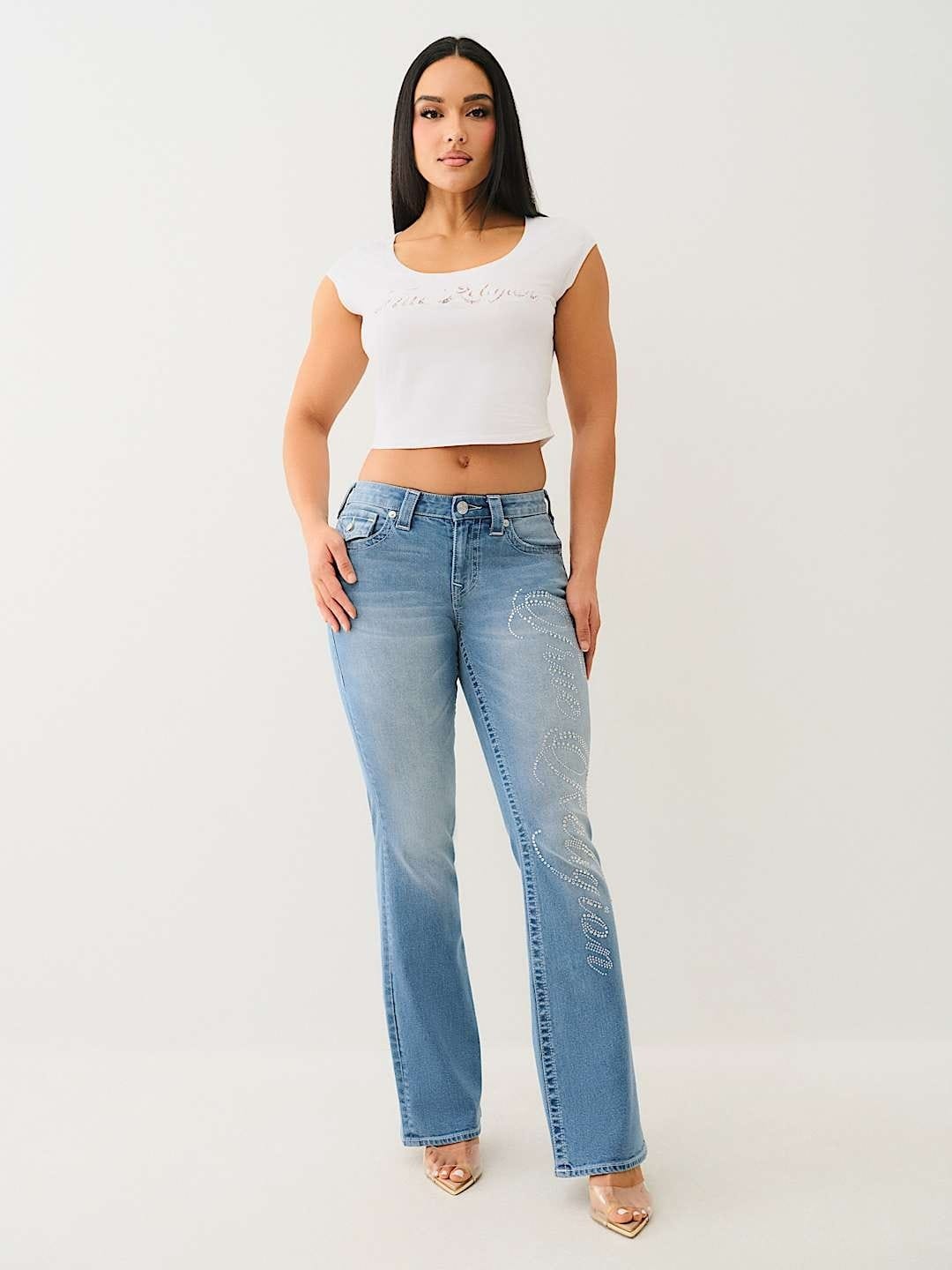 True Religion Women White Solid Scoop Neck Top - Image 4