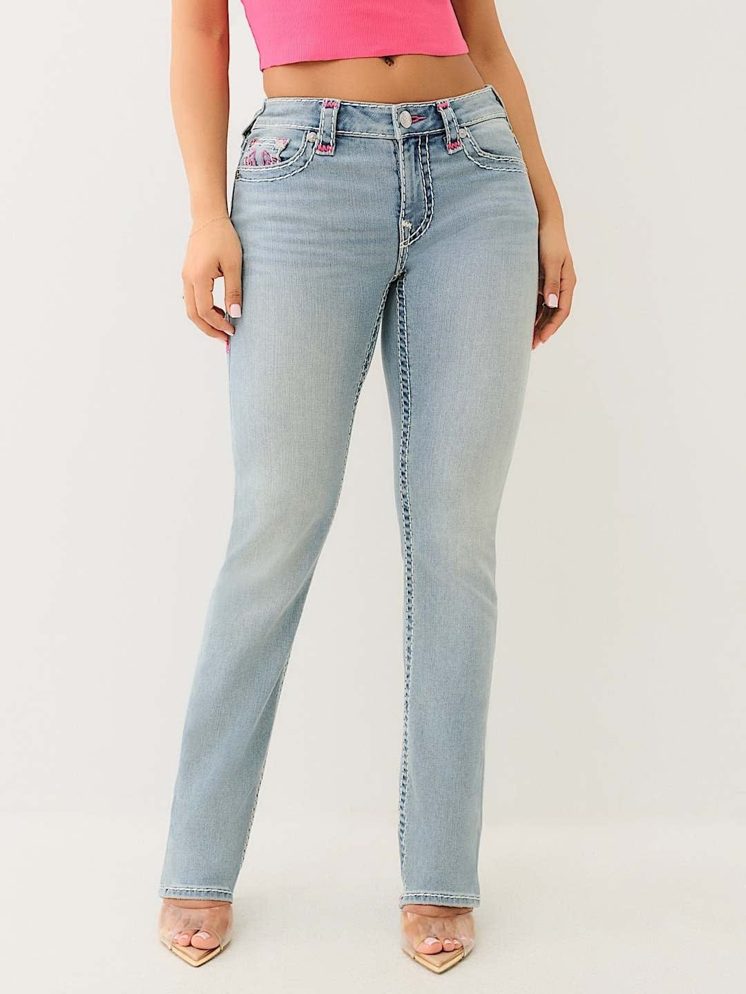 True Religion Women Blue Straight Fit Washed Jeans - Image 2