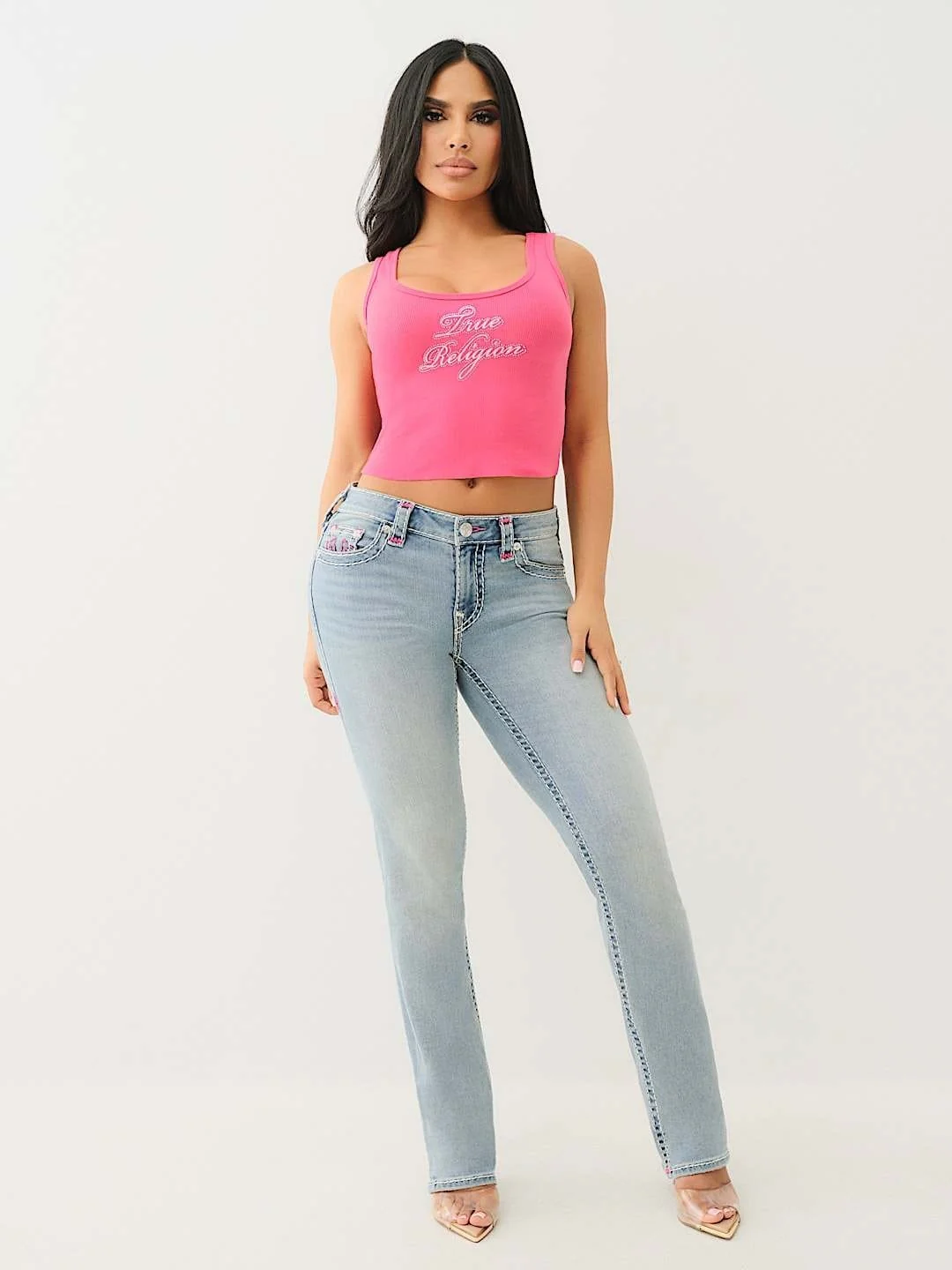 True Religion Women Blue Straight Fit Washed Jeans - Image 3