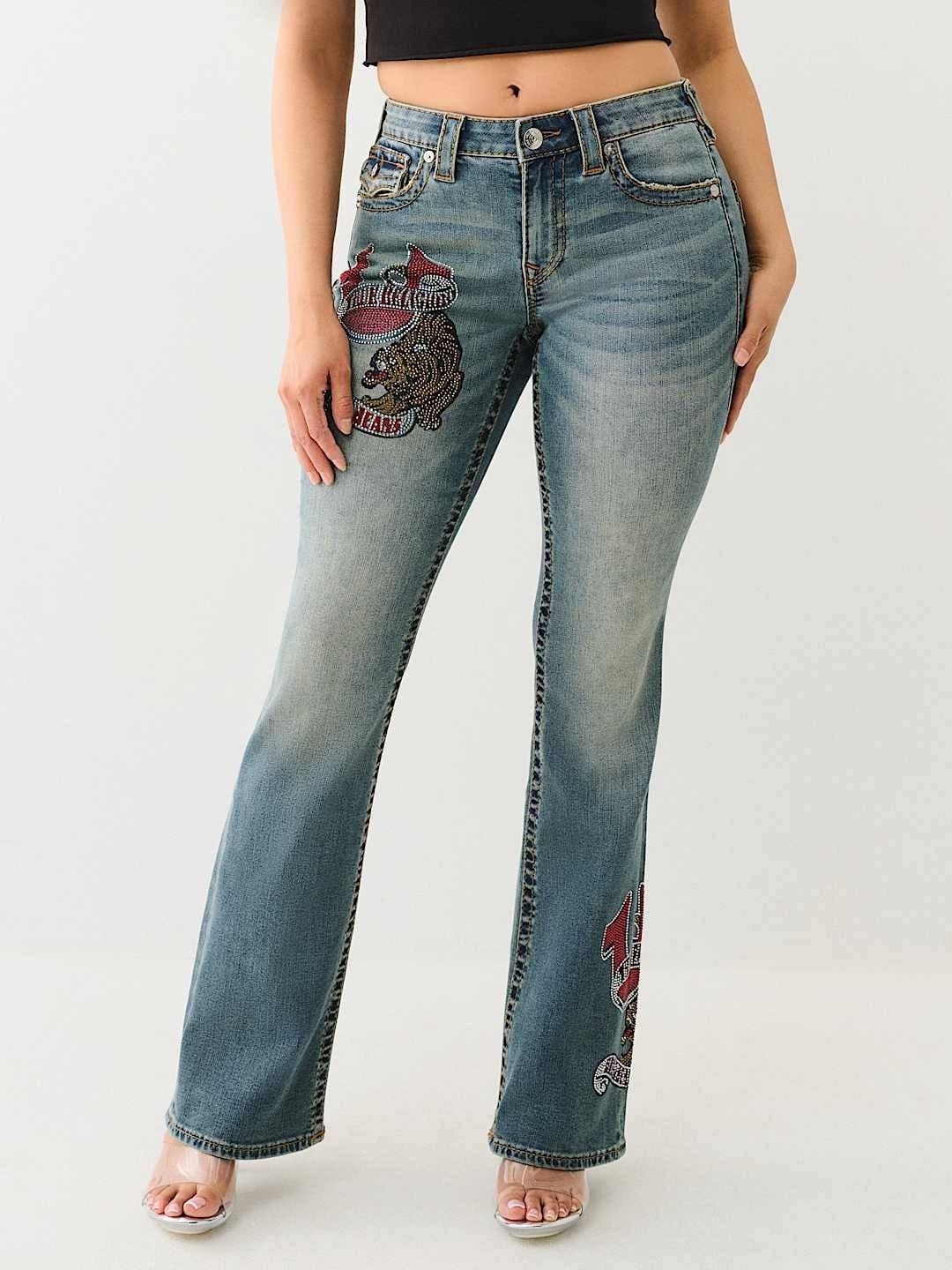 True Religion Women Blue Boot Cut Washed Jeans - Image 2