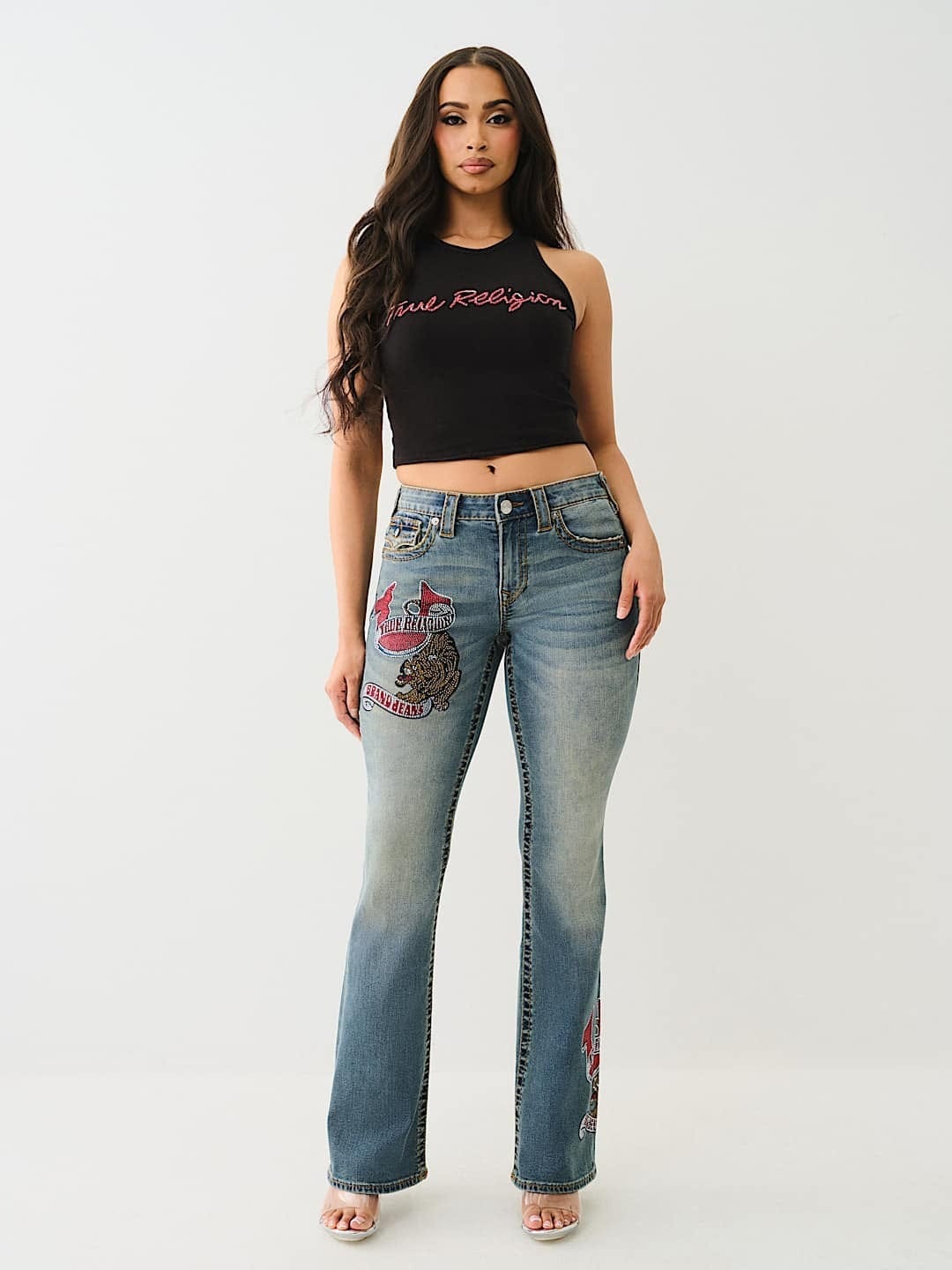 True Religion Women Blue Boot Cut Washed Jeans - Image 3