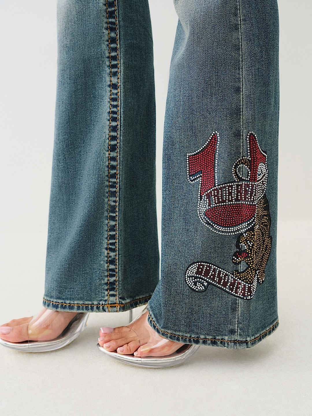 True Religion Women Blue Boot Cut Washed Jeans - Image 5