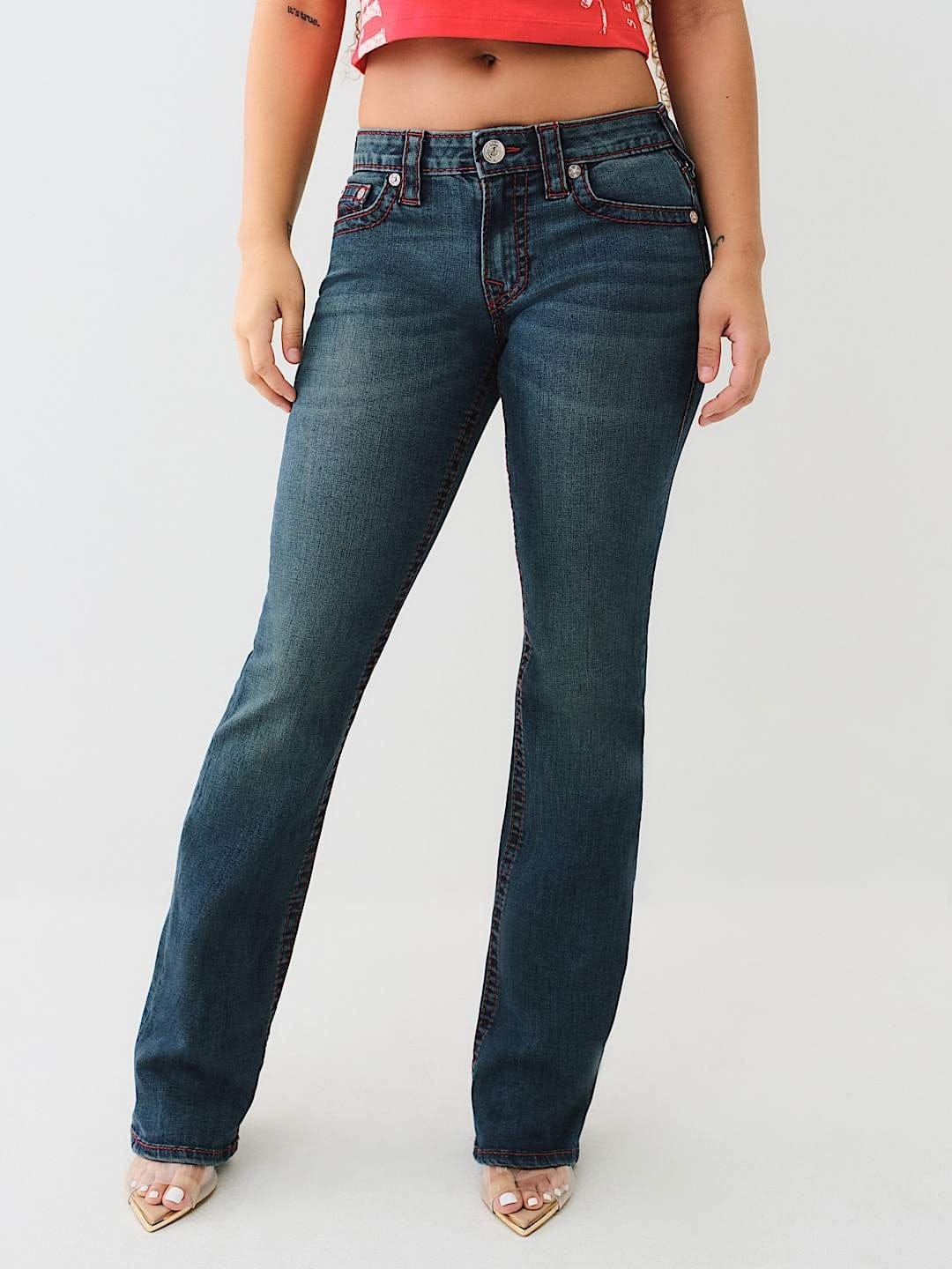 True Religion Women Blue Boot Cut Washed Jeans - Image 2
