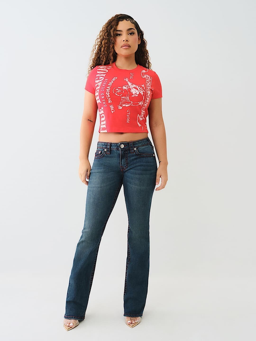 True Religion Women Blue Boot Cut Washed Jeans - Image 4