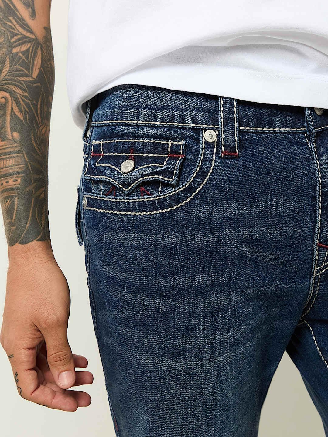 True Religion Men BIG T Rocco Slim Fit Dark Wash Jeans - Image 4