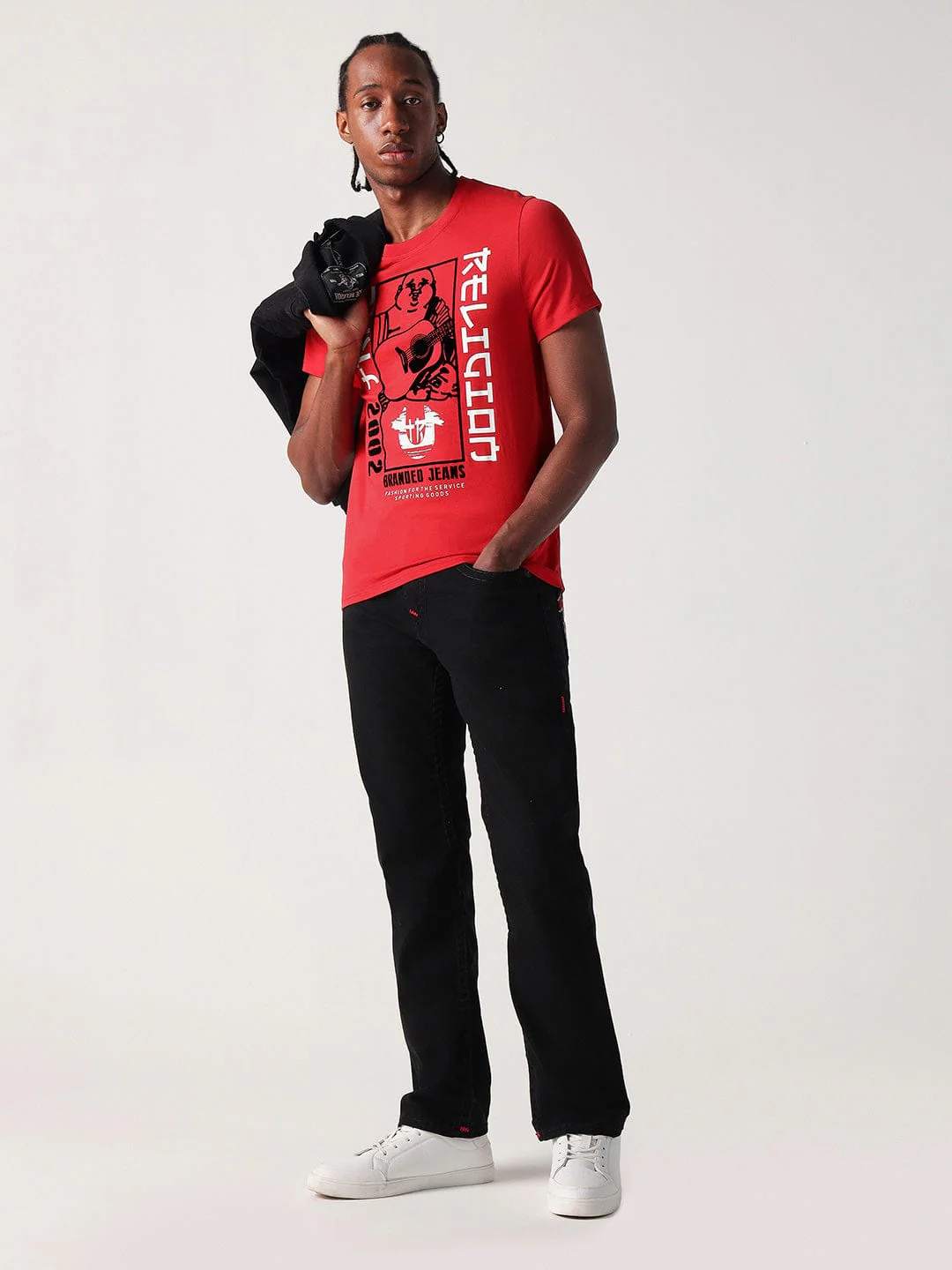 True Religion Men Red Placement Print Round Neck Tshirt - Image 2