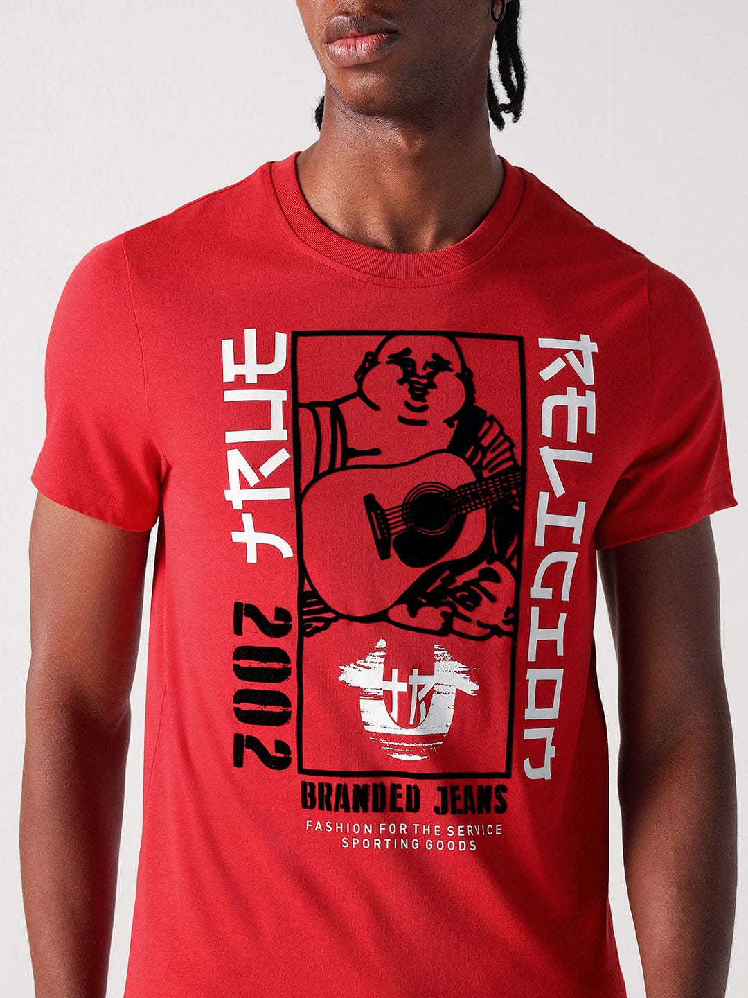 True Religion Men Red Placement Print Round Neck Tshirt - Image 5