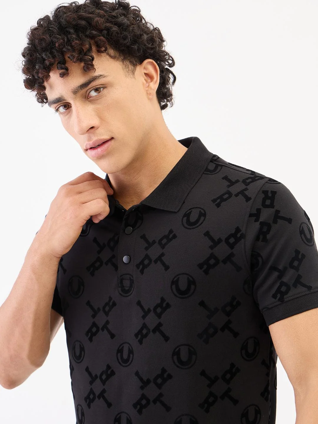 True Religion Men Black Solid Polo Tshirt - Image 4