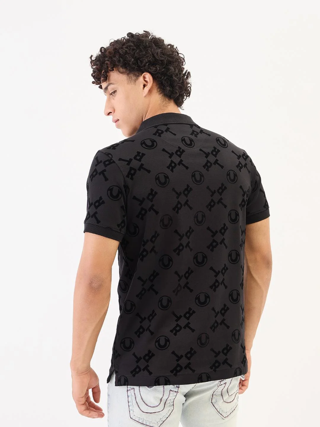 True Religion Men Black Solid Polo Tshirt - Image 5