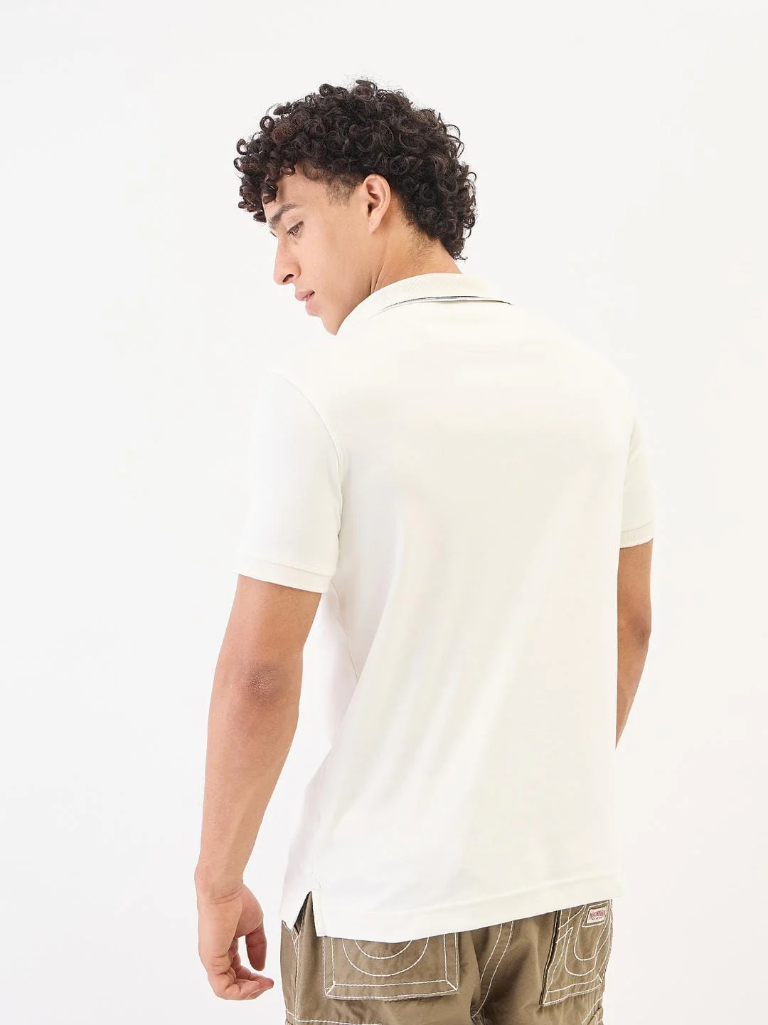 True Religion Men Cream Solid Polo Tshirt - Image 5