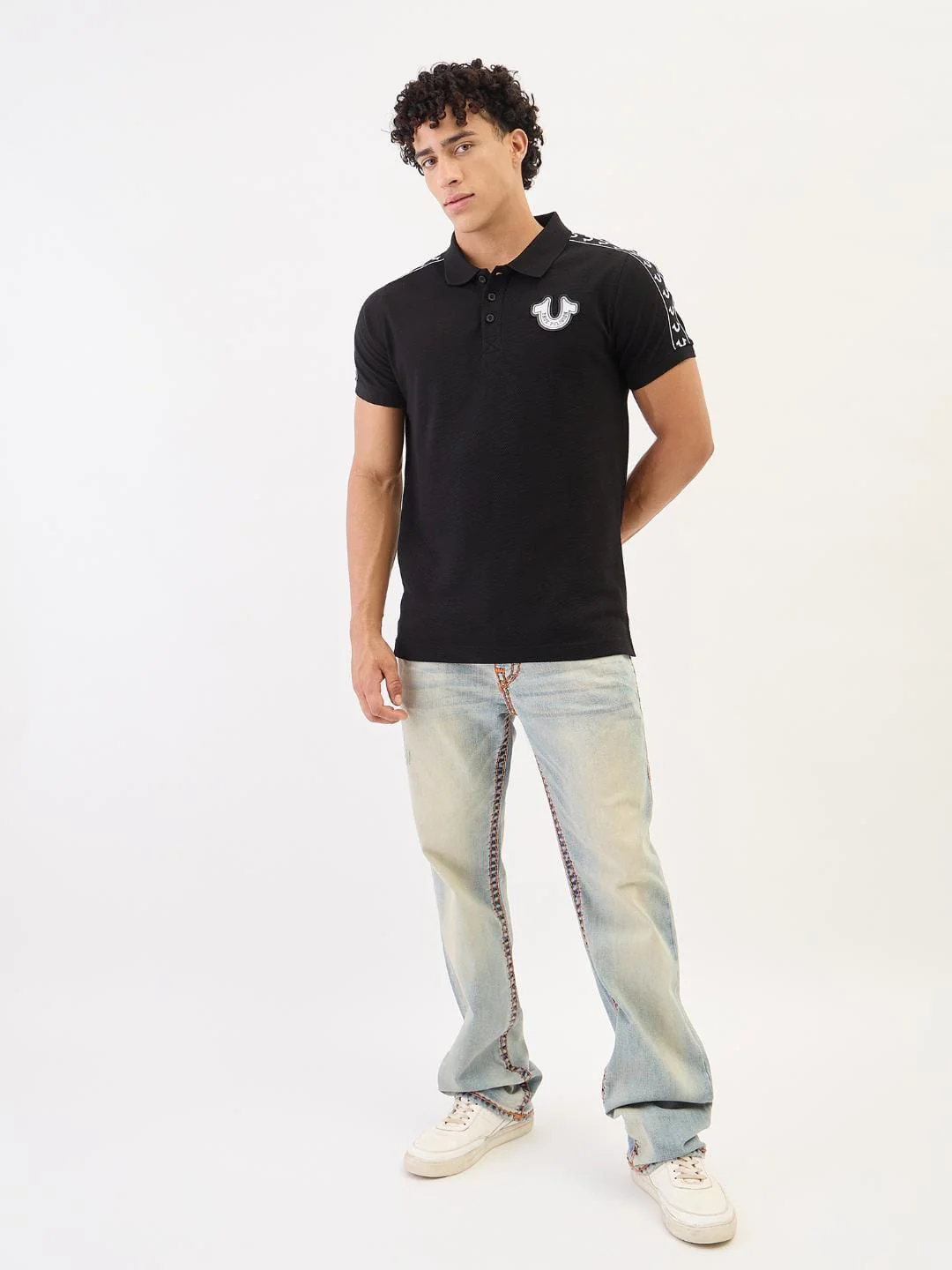 True Religion Men Black Solid Polo Tshirt - Image 2
