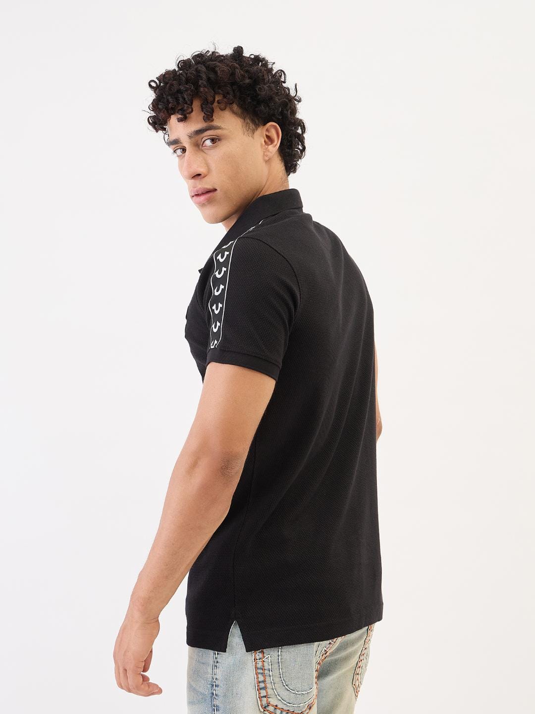 True Religion Men Black Solid Polo Tshirt - Image 3