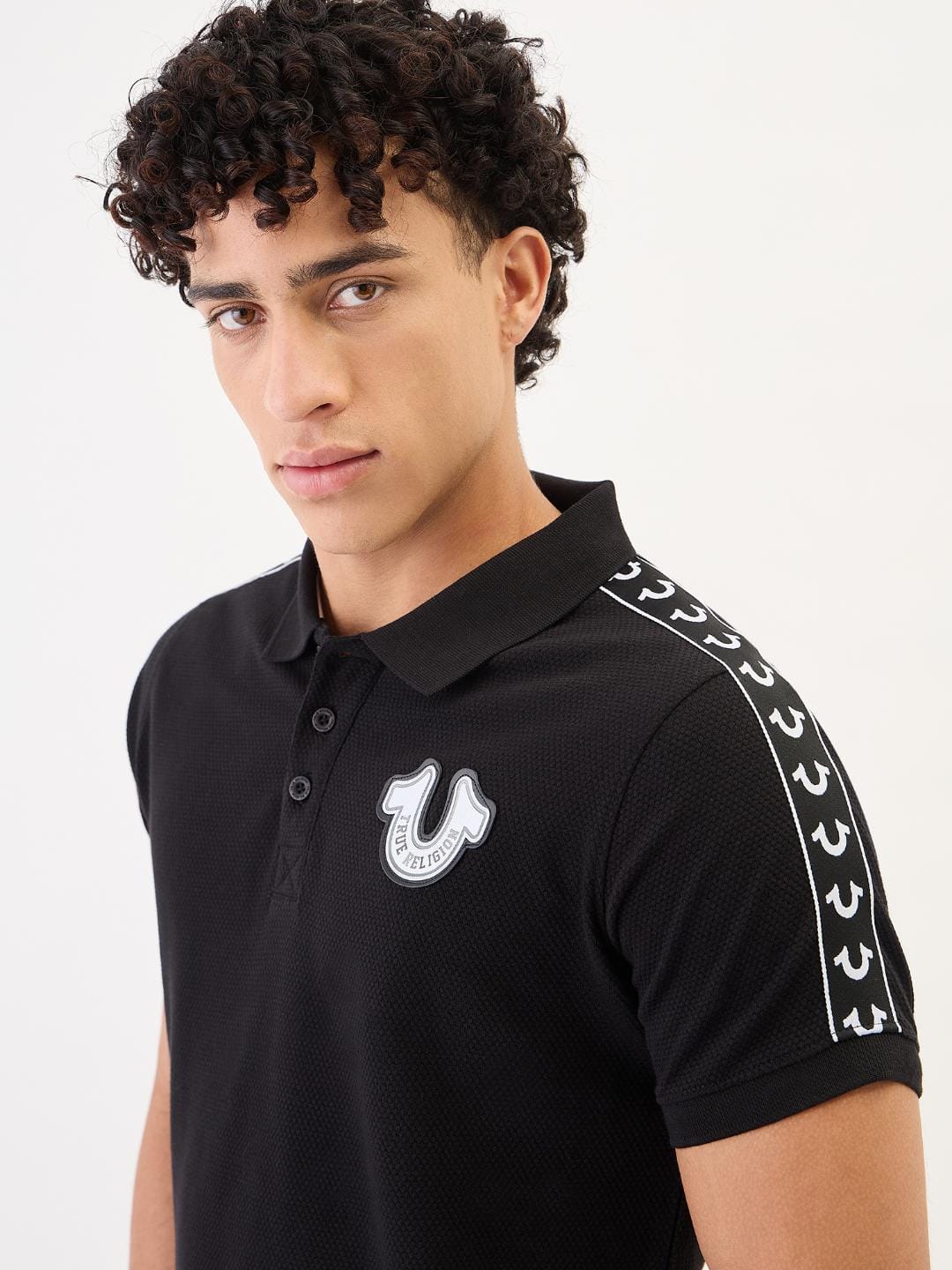 True Religion Men Black Solid Polo Tshirt - Image 4