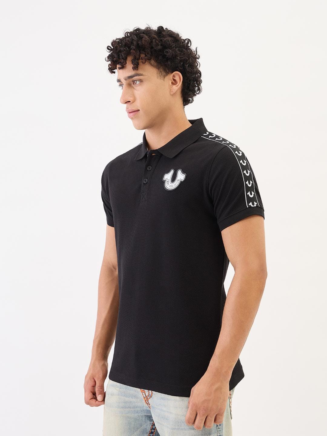 True Religion Men Black Solid Polo Tshirt - Image 5