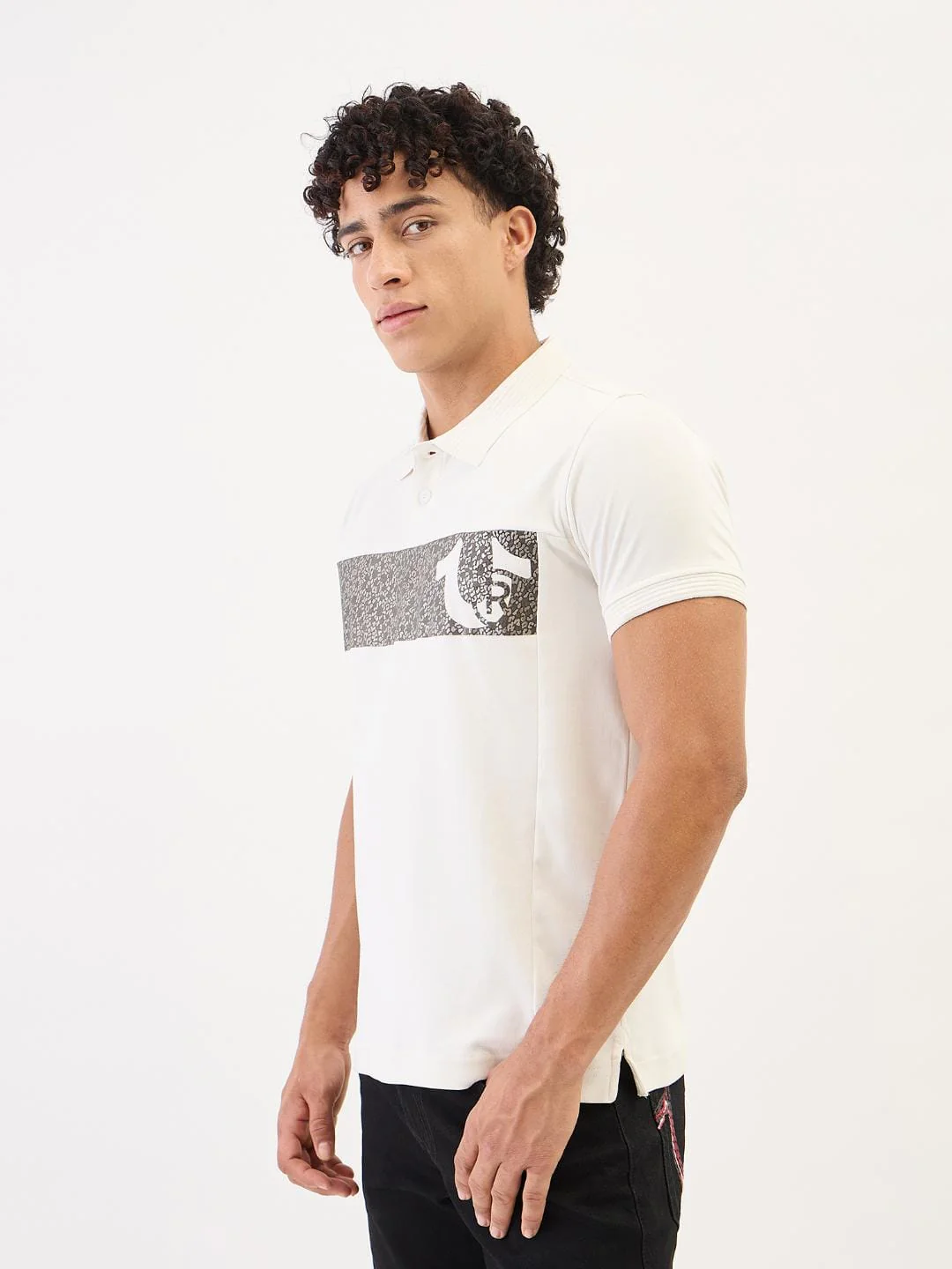 True Religion Men Cream Solid Polo Tshirt - Image 5