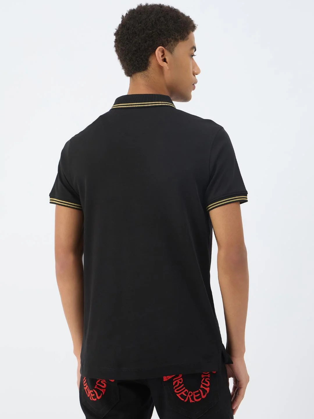 True Religion Men Black Solid Polo Tshirt - Image 3