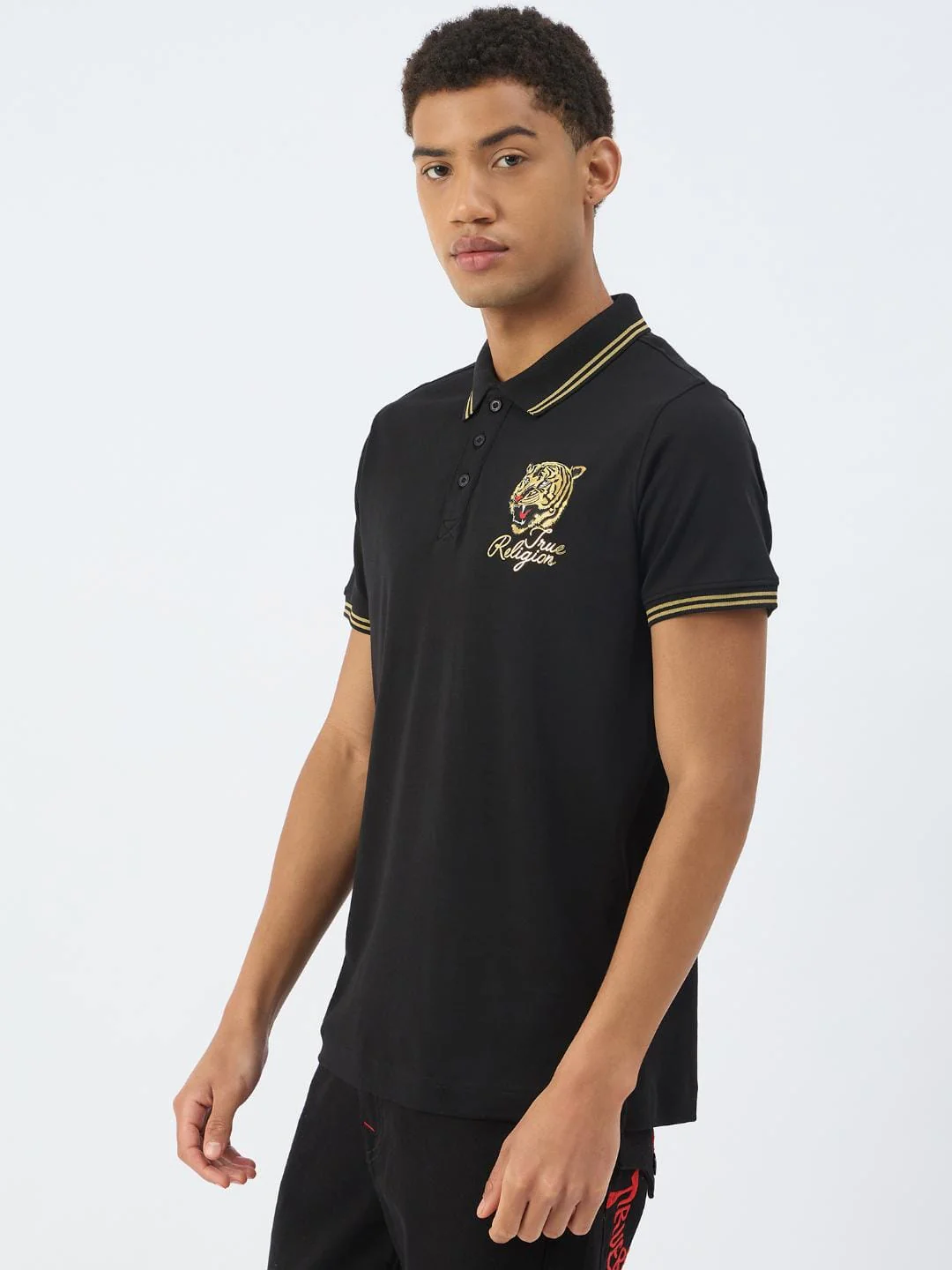 True Religion Men Black Solid Polo Tshirt - Image 5