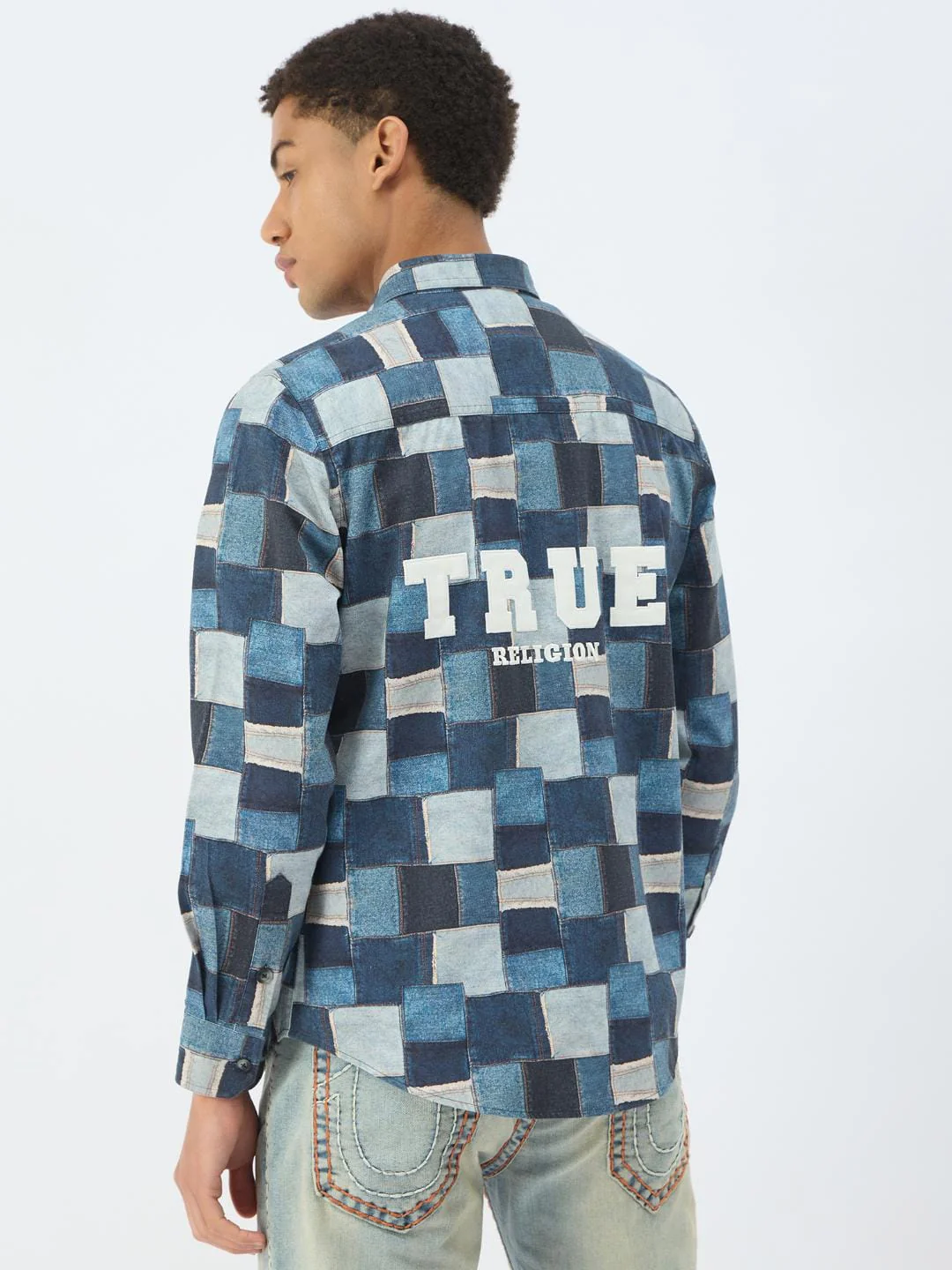True Religion Men Blue Printed Collar Shirt - Image 3