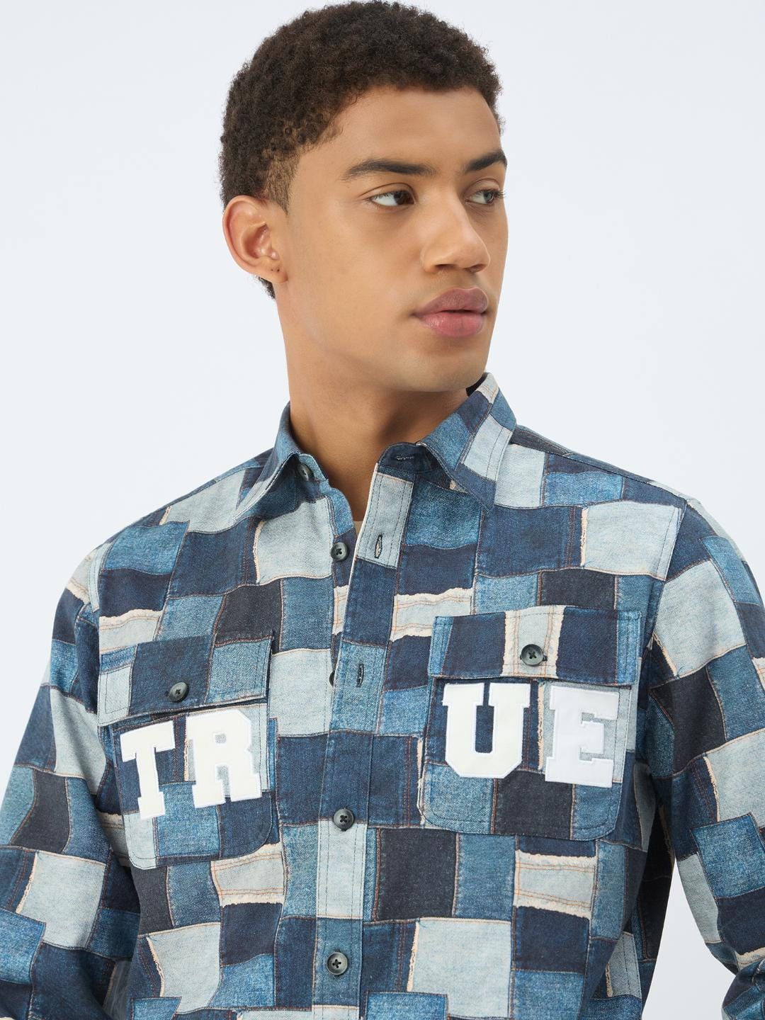 True Religion Men Blue Printed Collar Shirt - Image 4