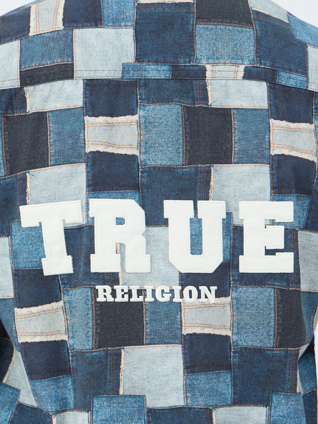 True Religion Men Blue Printed Collar Shirt - Image 5