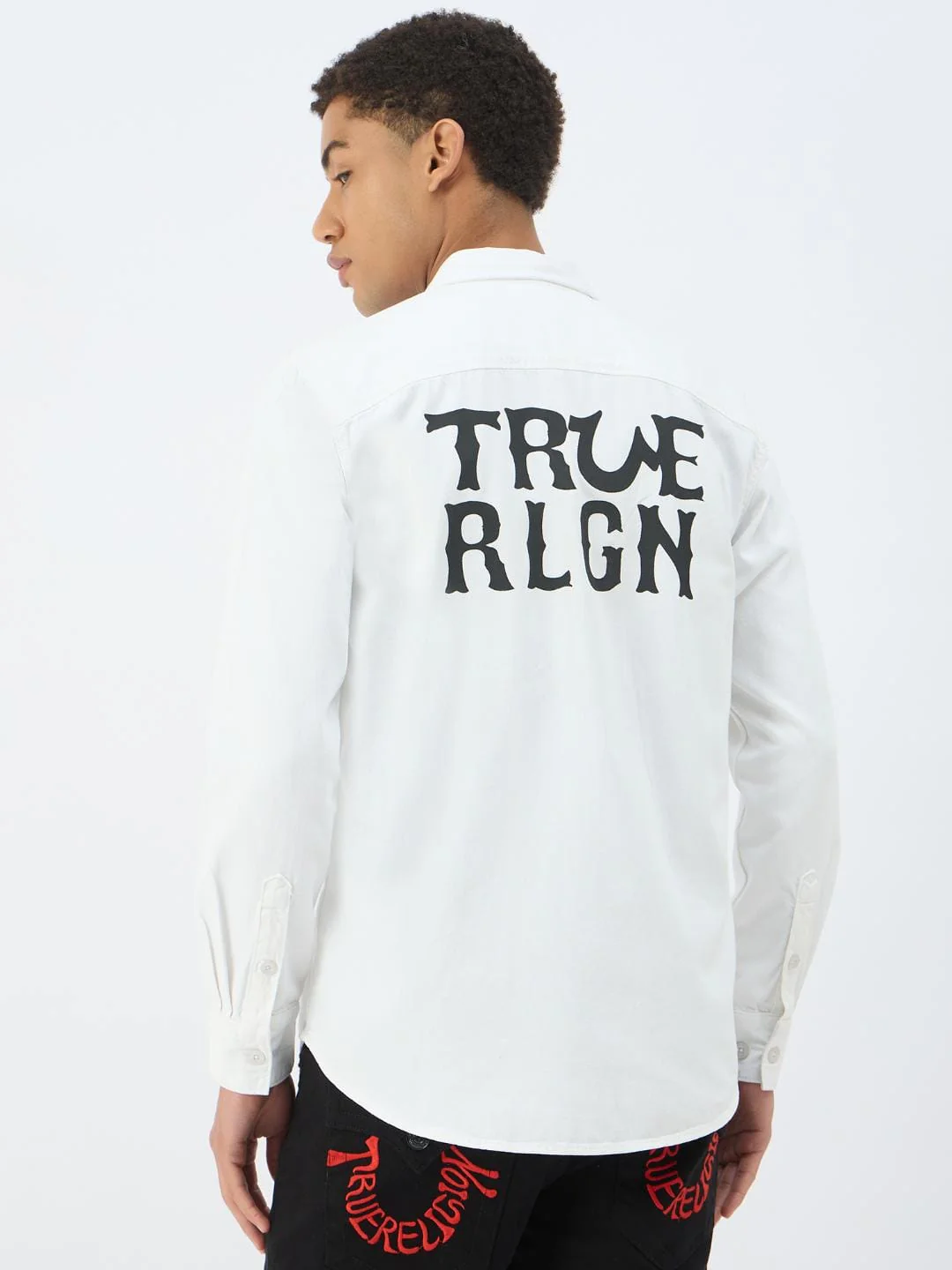 True Religion Men Cream Solid Collar Shirt - Image 3
