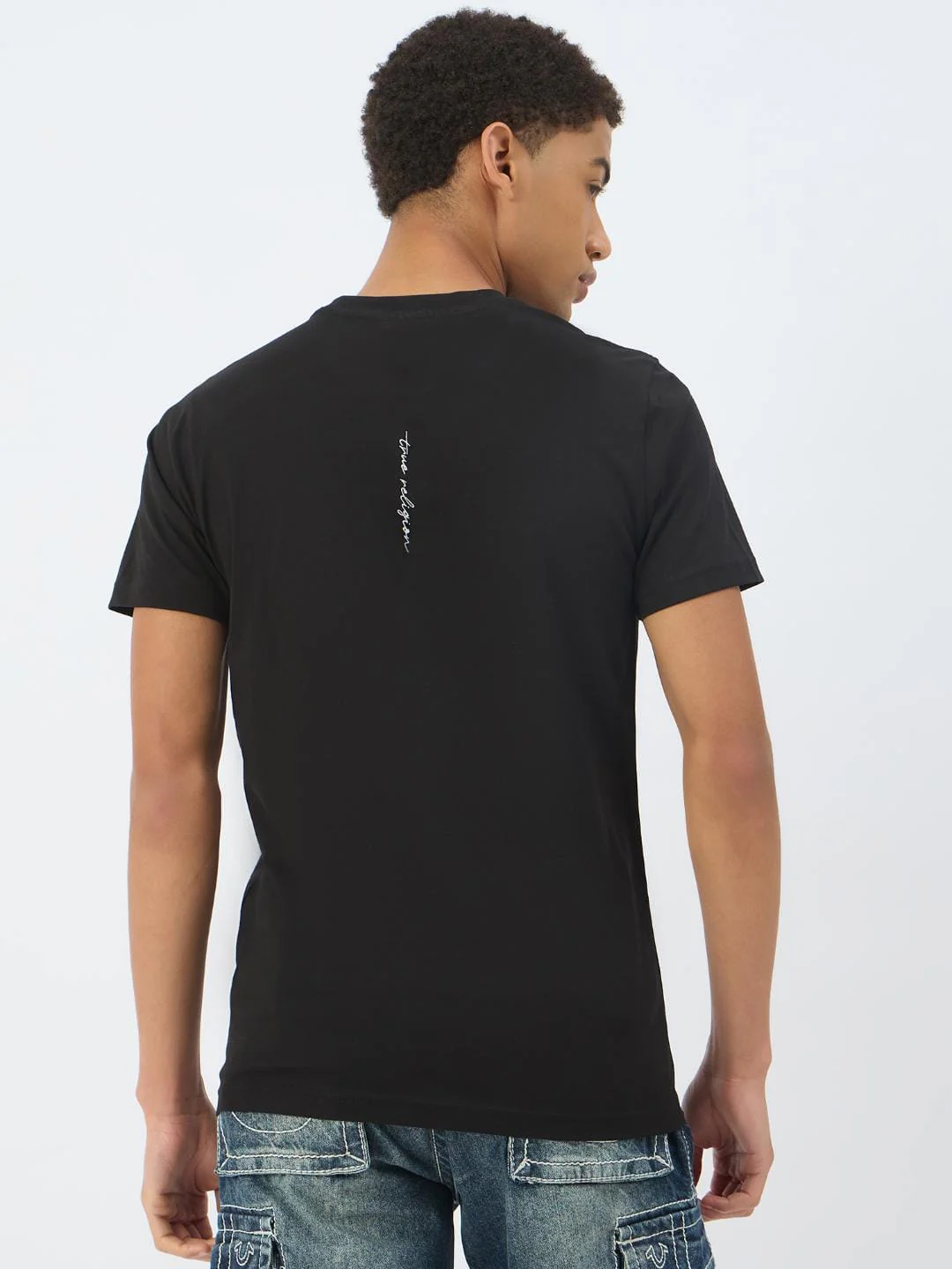 True Religion Men Black Solid Round Neck Tshirt - Image 3