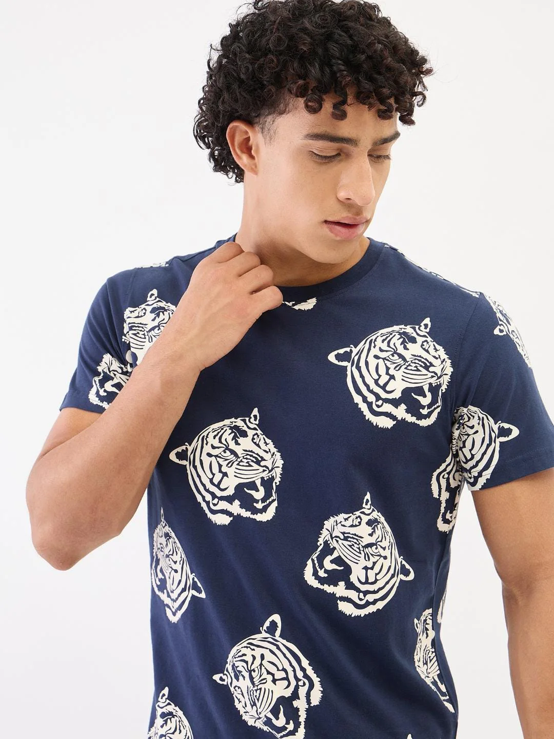 True Religion Men Blue Solid Round Neck Tshirt - Image 4