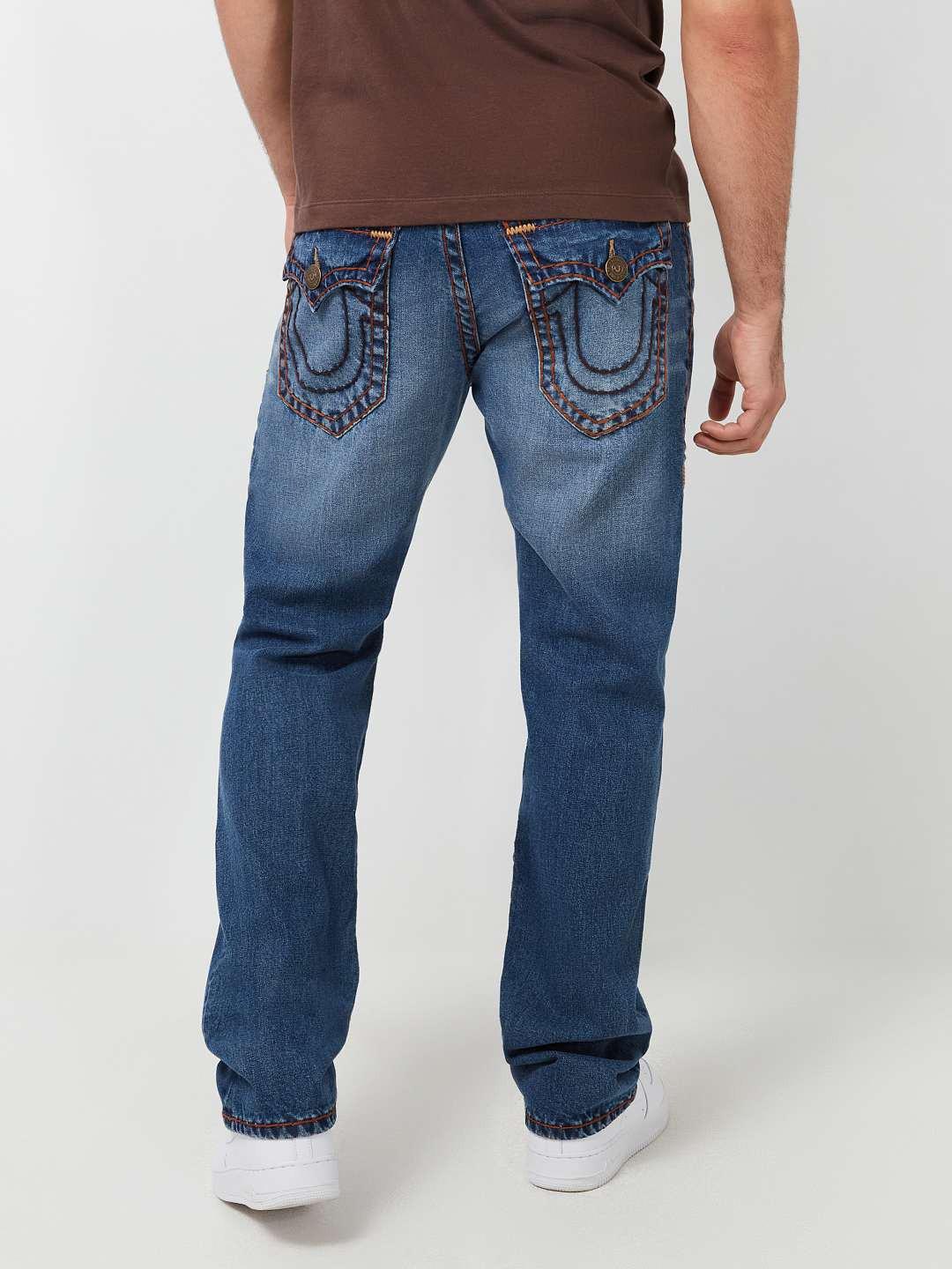 True Religion Men SUPER T Ricky Straight Fit Medium Wash Jeans - Image 3
