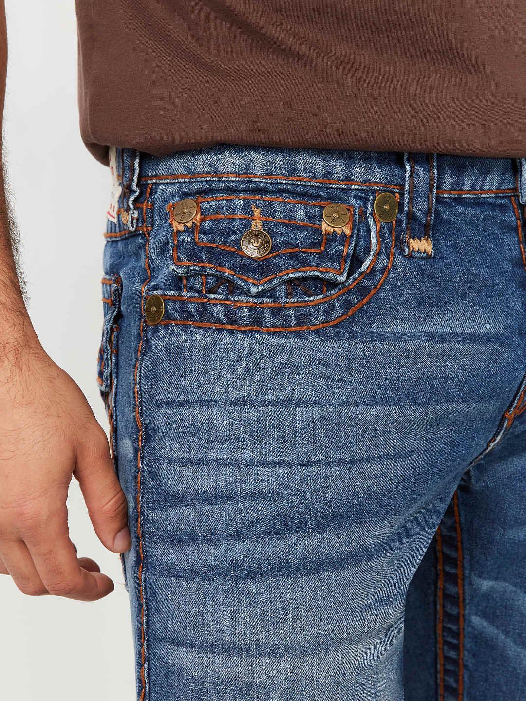 True Religion Men SUPER T Ricky Straight Fit Medium Wash Jeans - Image 6