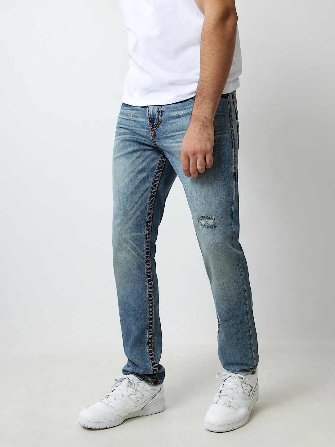 True Religion Men SUPER T Rocco Slim Fit Medium Wash Jeans - Image 4